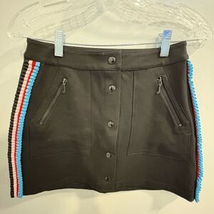 Juicy Couture Black Mini Skirt with Red, Turquoise ,Pink ,Black Ribbon Edging